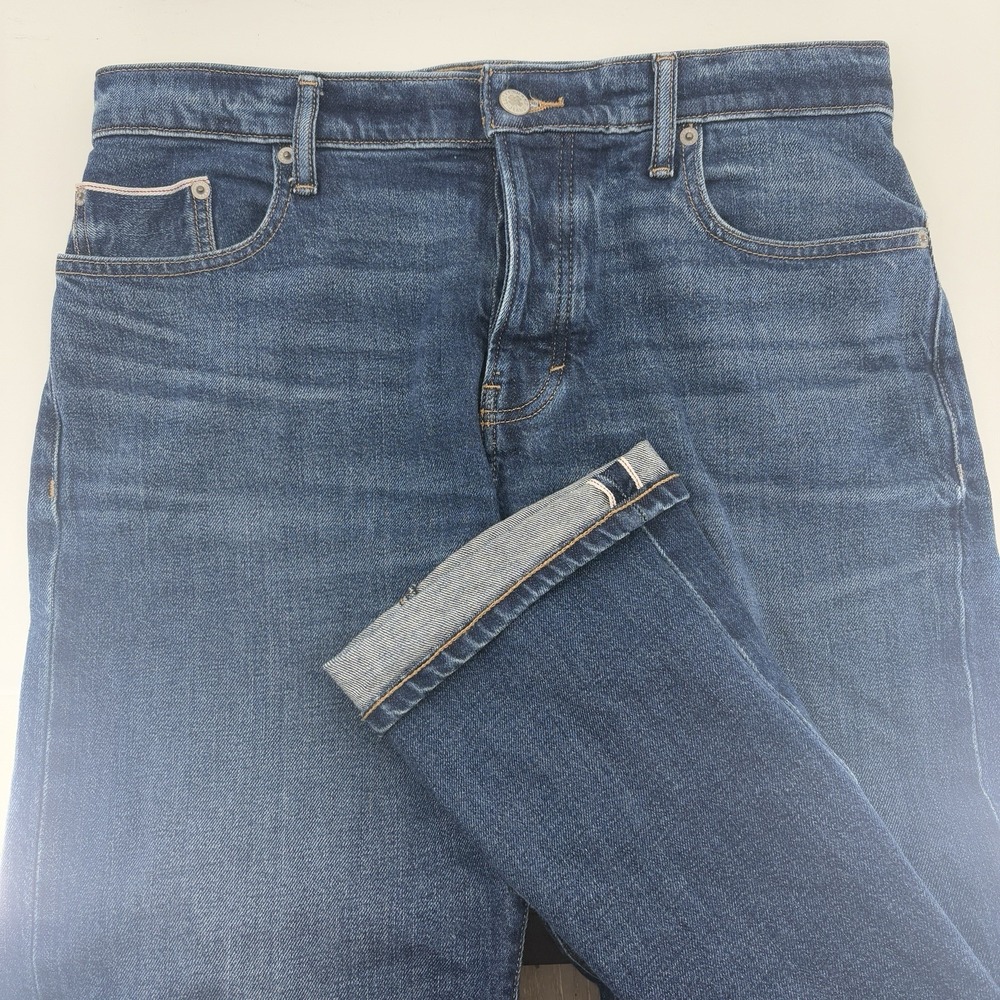 Lucky Brand 90s Loose High Rise Crop Jeans Womens 6/28 Blue Selvage Denim 32x31